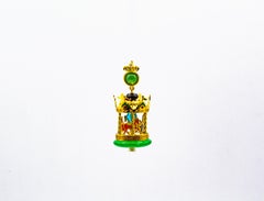 White Diamond Pearl Jade Onyx Enamel Turquoise Yellow Gold "Carousel" Pendant