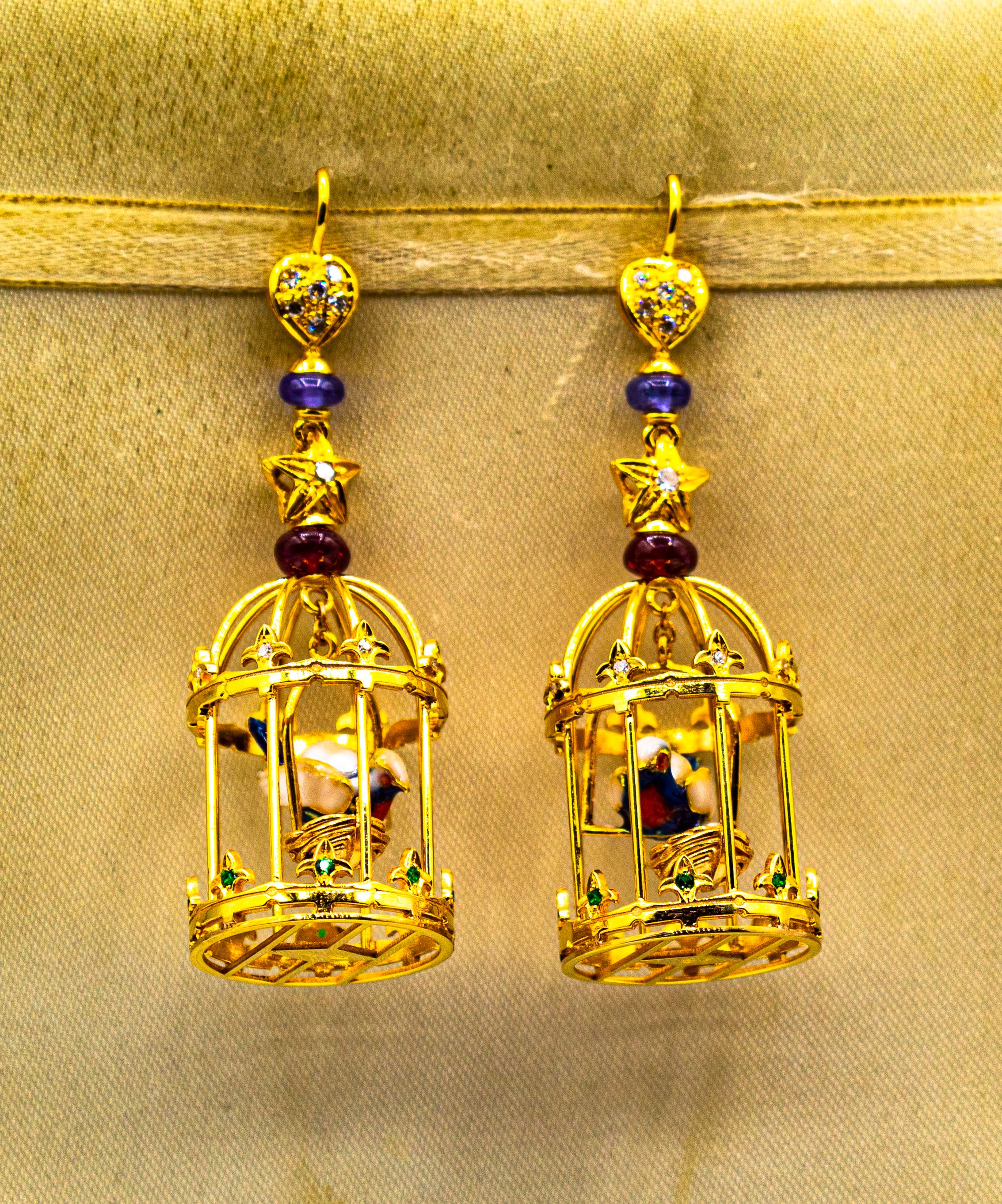 These Stud Earrings are made of 9K Yellow Gold.
These Earrings have 0.35 Carats of White Brilliant Cut Diamonds.
These Earrings have 0.50 Carats of Rubies.
These Earrings have 0.16 Carats of Tsavorite.
These Earrings have Tanzanite.
These Earrings