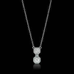 Diamond Asscher Pendant in 18 Karat White Gold