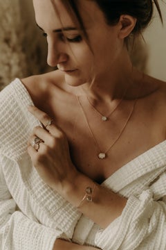 White Diamond Pendant in 18kt Rose and White Gold by Bigli