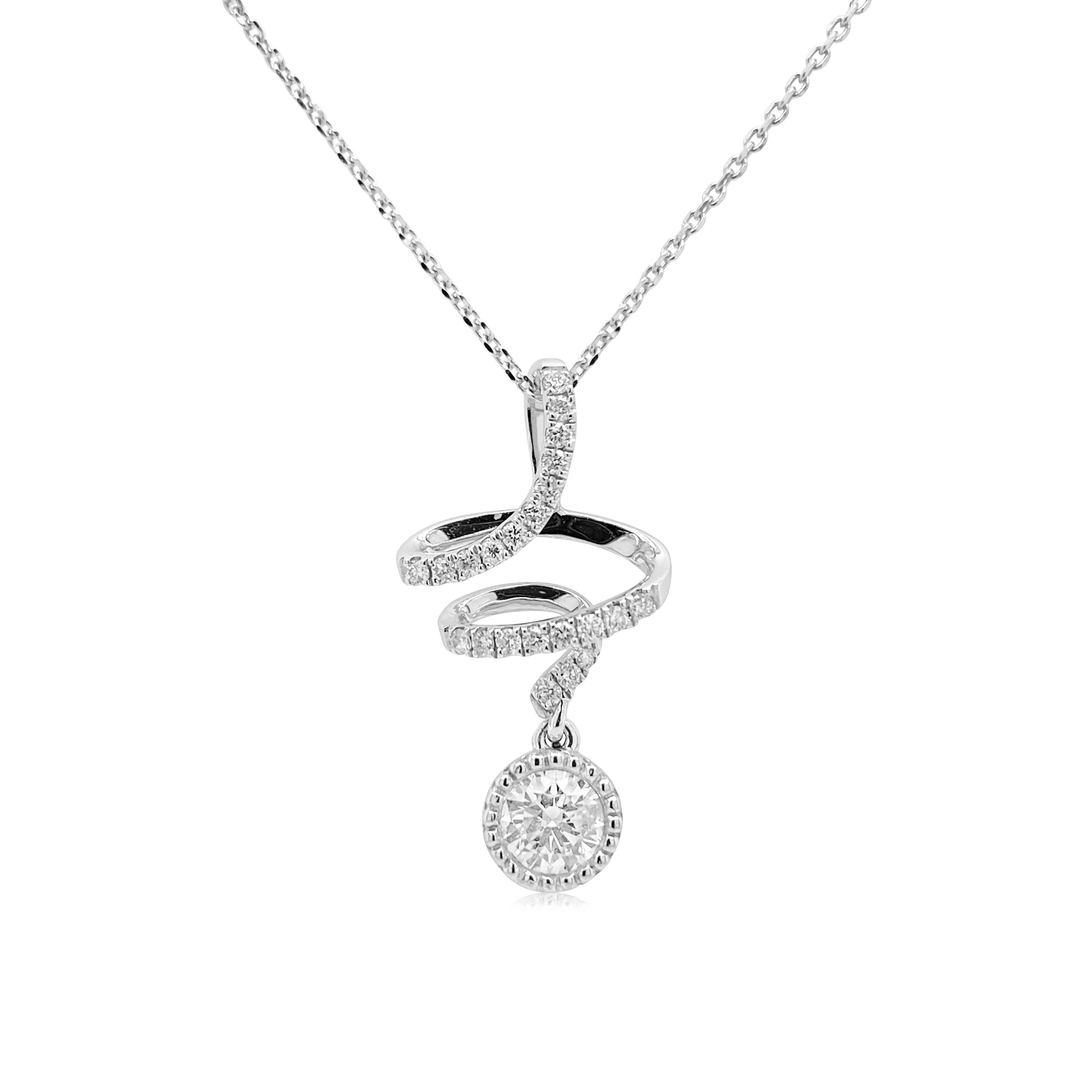 This beautiful and contemporary pendant is a sleek addition to your everyday jewelry collection. Comes with a Platinum chain.

-	Round Brilliant Cut White Diamond total 0.30 carat (DGL, Japan certified)
-	Round Brilliant Cut White Diamonds total