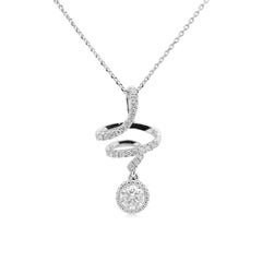 Ciondolo con diamante bianco in oro bianco e catena in platino