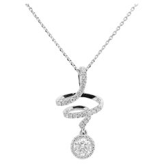 Ciondolo con diamante bianco in oro bianco e catena in platino
