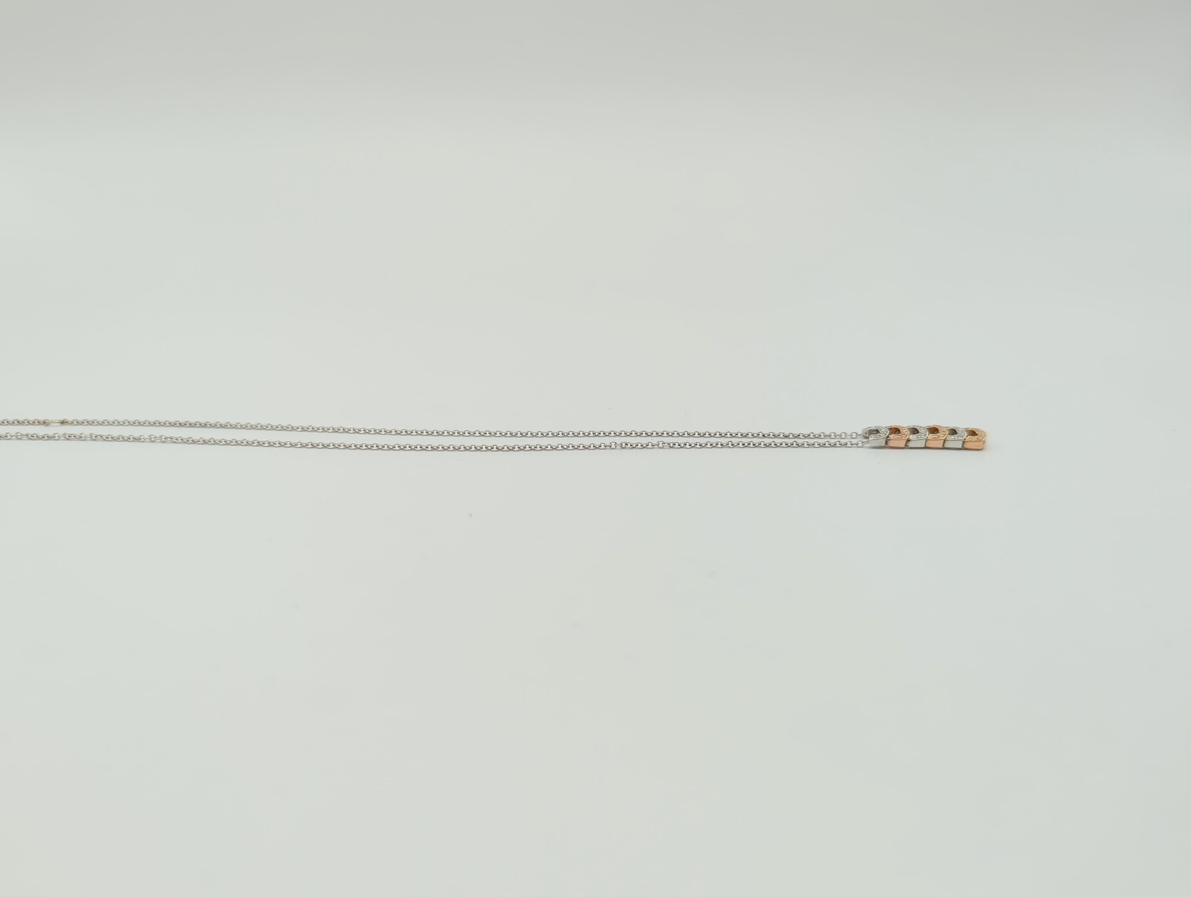White Diamond Pendant Necklace in 18K 2 Tone Gold For Sale 1