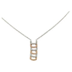 White Diamond Pendant Necklace in 18K 2 Tone Gold