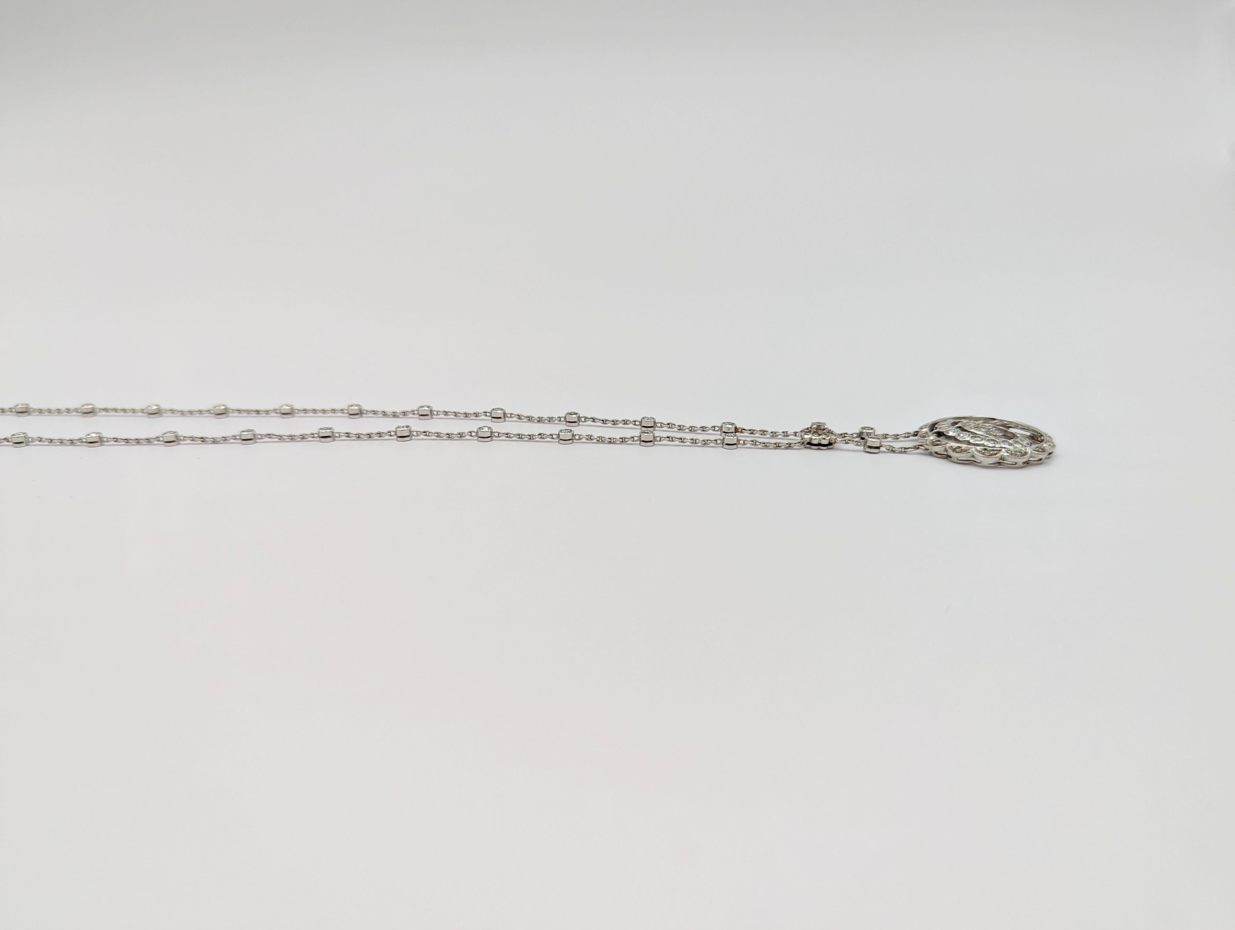 Weiße Diamant-Anhänger-Halskette aus 18 Karat Weißgold für Damen oder Herren