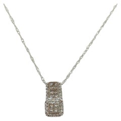 White Diamond Pendant Necklace in 18K White Gold