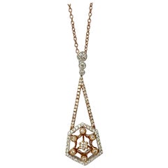White Diamond Pendant Necklace in Rose Gold