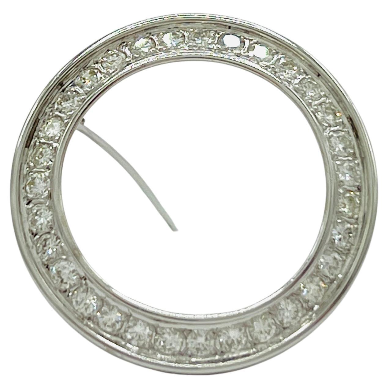 White Diamond Pin in Platinum For Sale