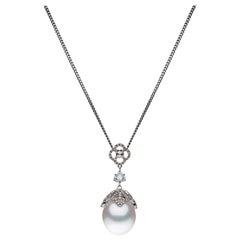 Autore White & Pink Diamond South Sea Pearl Pendant Necklace
