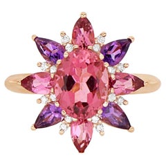 White Diamond Pink Gemstones Star Dainty Fashion Ring