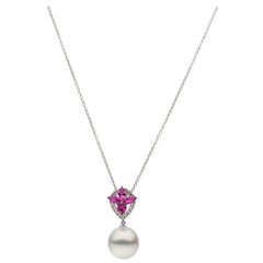 Autore White Diamond Pink Sapphire South Sea Pearl Pendant