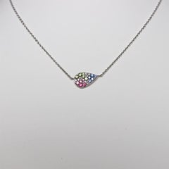 White Diamond Pink Spinel Unheated Sapphire Demantoid Pendant Necklace