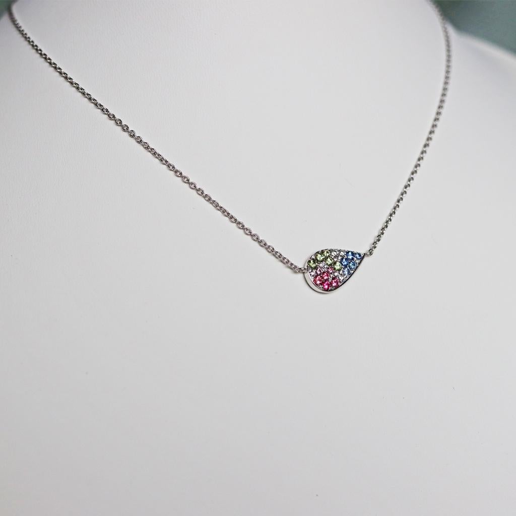 Artist White Diamond Pink Spinel Unheated Sapphire Demantoid Pendant Necklace