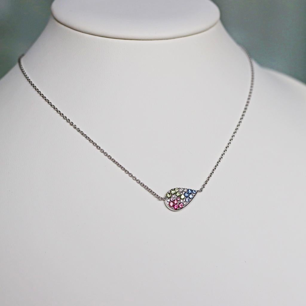 Women's White Diamond Pink Spinel Unheated Sapphire Demantoid Pendant Necklace