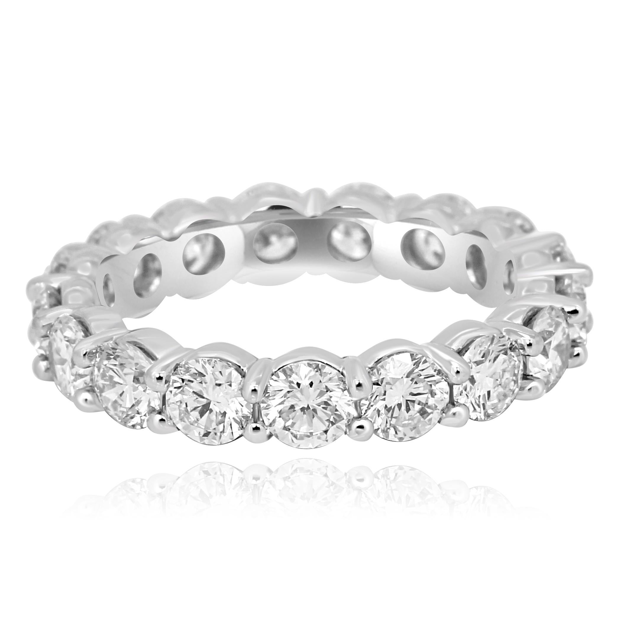 Modern White Round Diamond Platinum Eternity Bridal Fashion Cocktail Band Ring