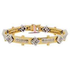 White Diamond Princess Cut and 18k Two Tone Gold Bracelet
