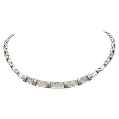Collana di diamanti bianchi con taglio a principessa in oro bianco 14K