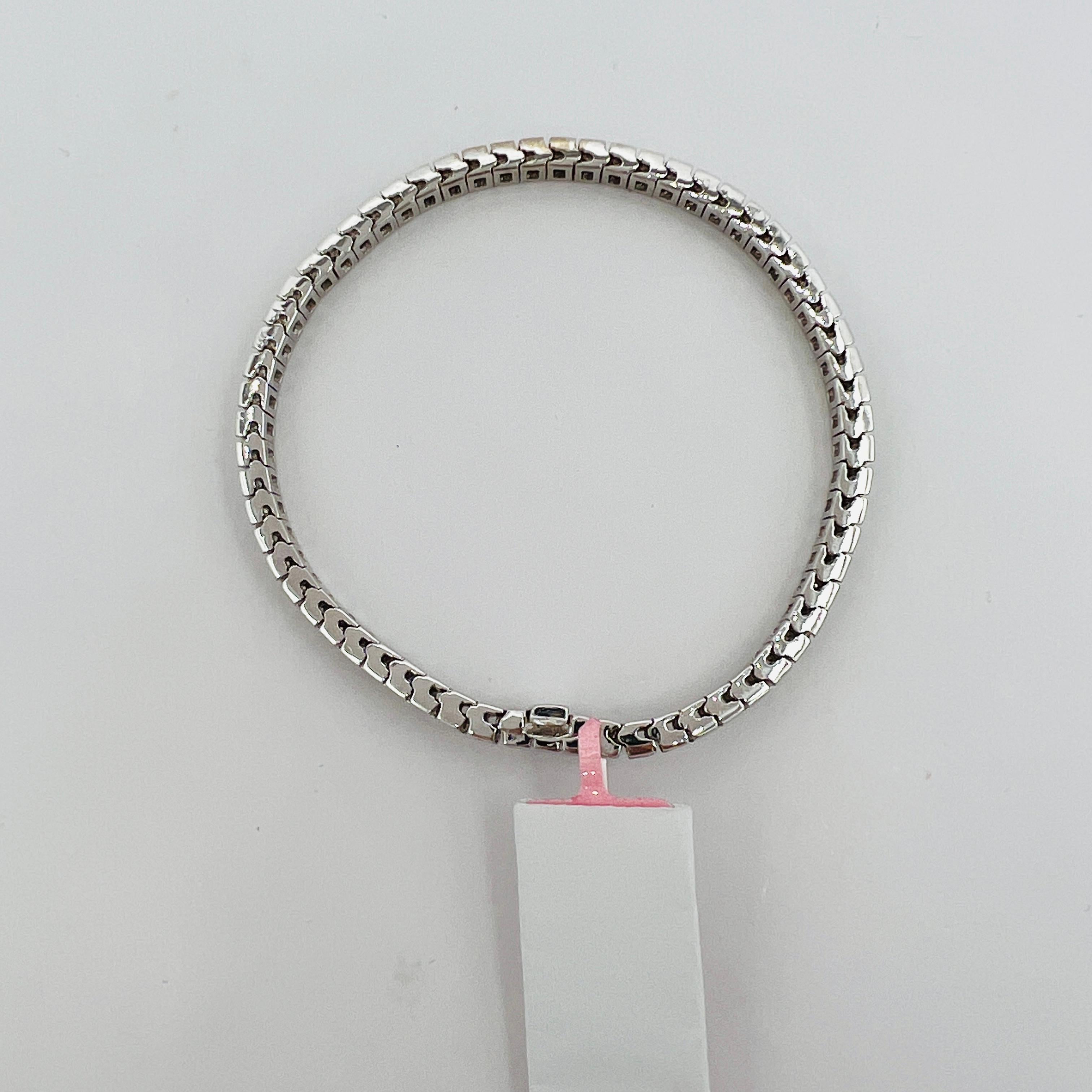 Weißes Diamant-Tennisarmband mit Prinzessinnenschliff aus 14K Weißgold 1
