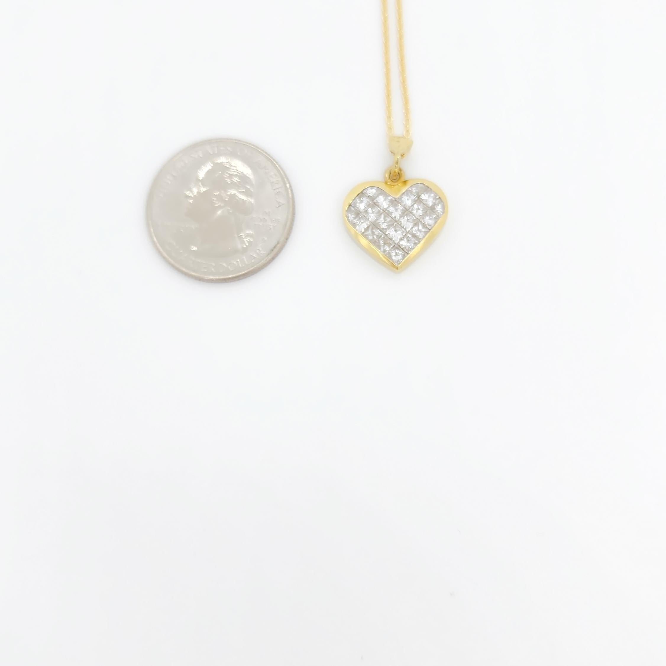 Femenino o masculino Collar Colgante Corazón Corte Princesa Diamante Blanco 18k
