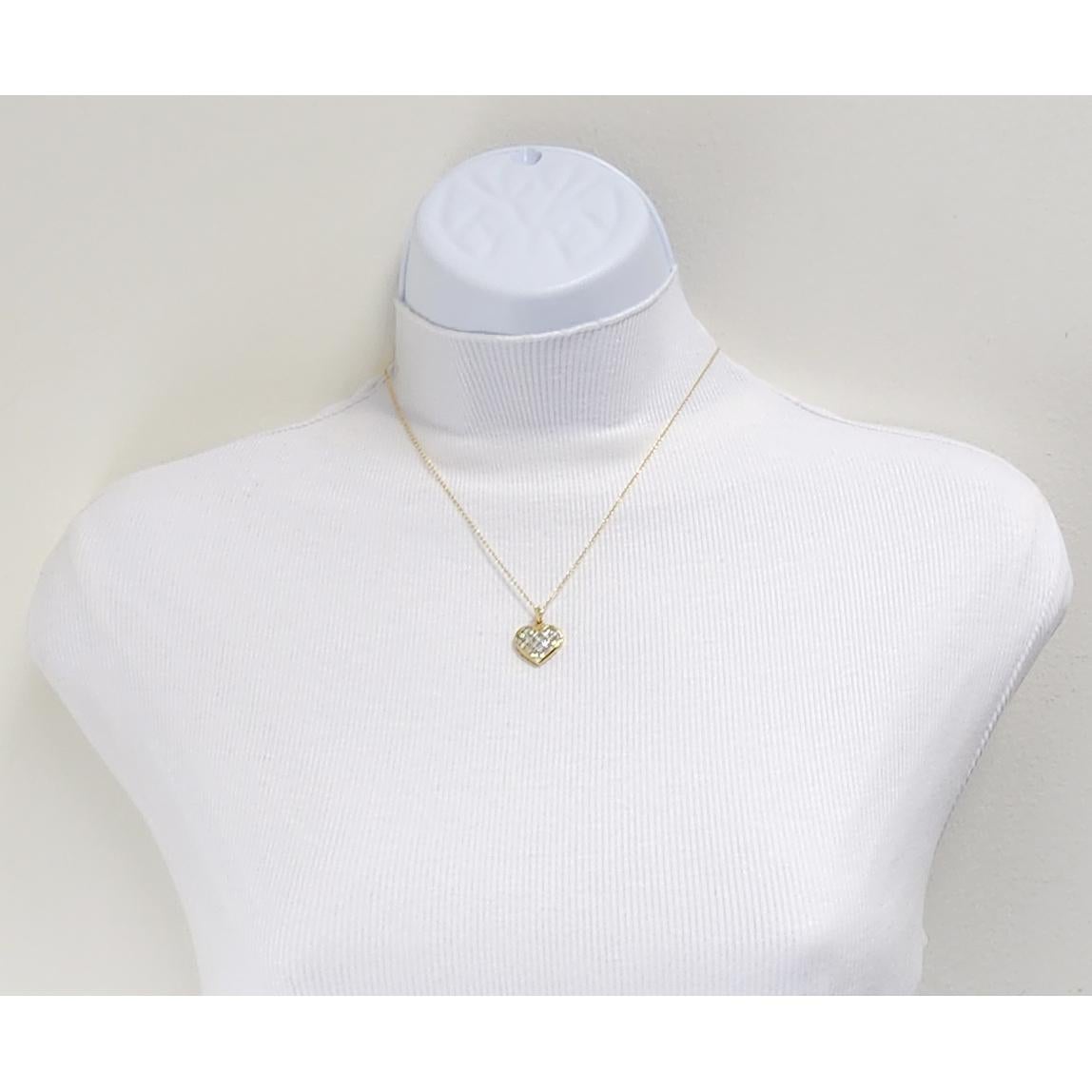 White Diamond Princess Cut Heart Pendant Necklace in 18k 1