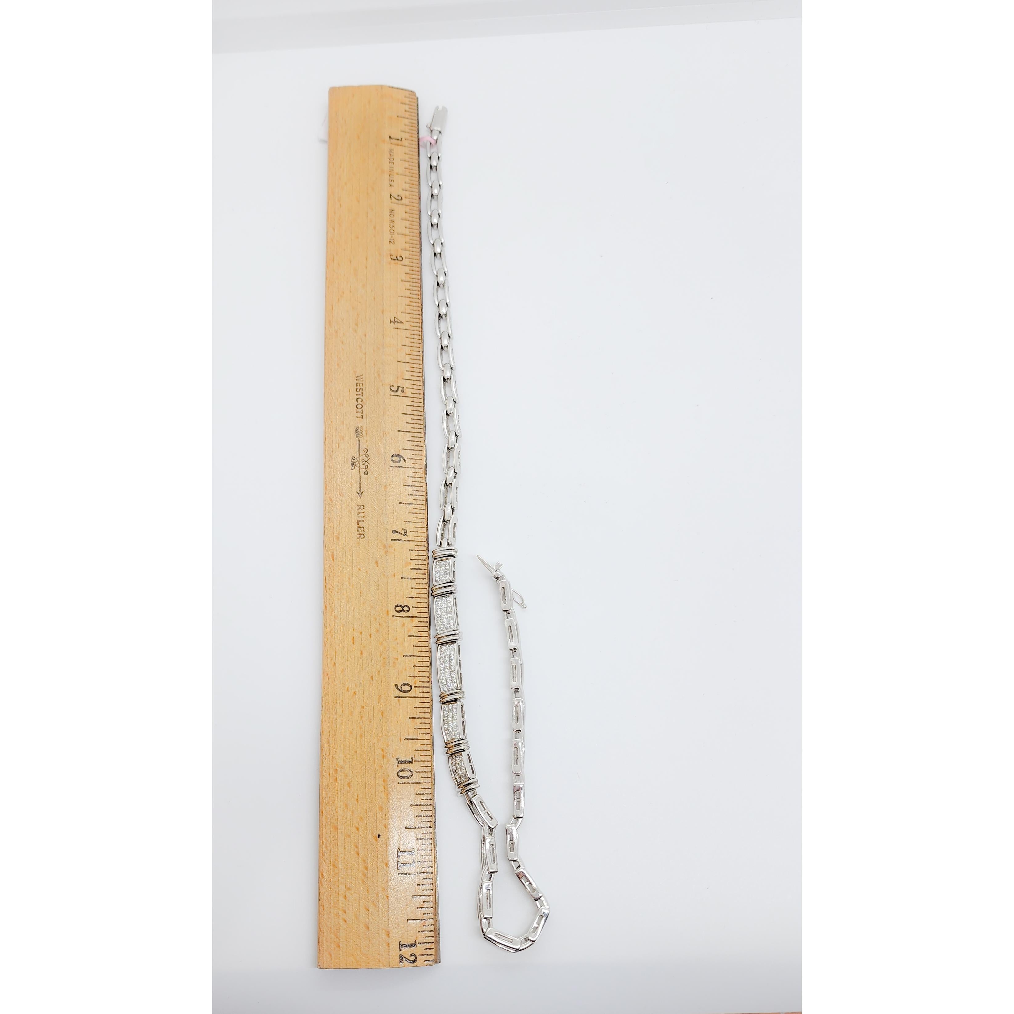 White Diamond Princess Cut Necklace in 18k White Gold 1
