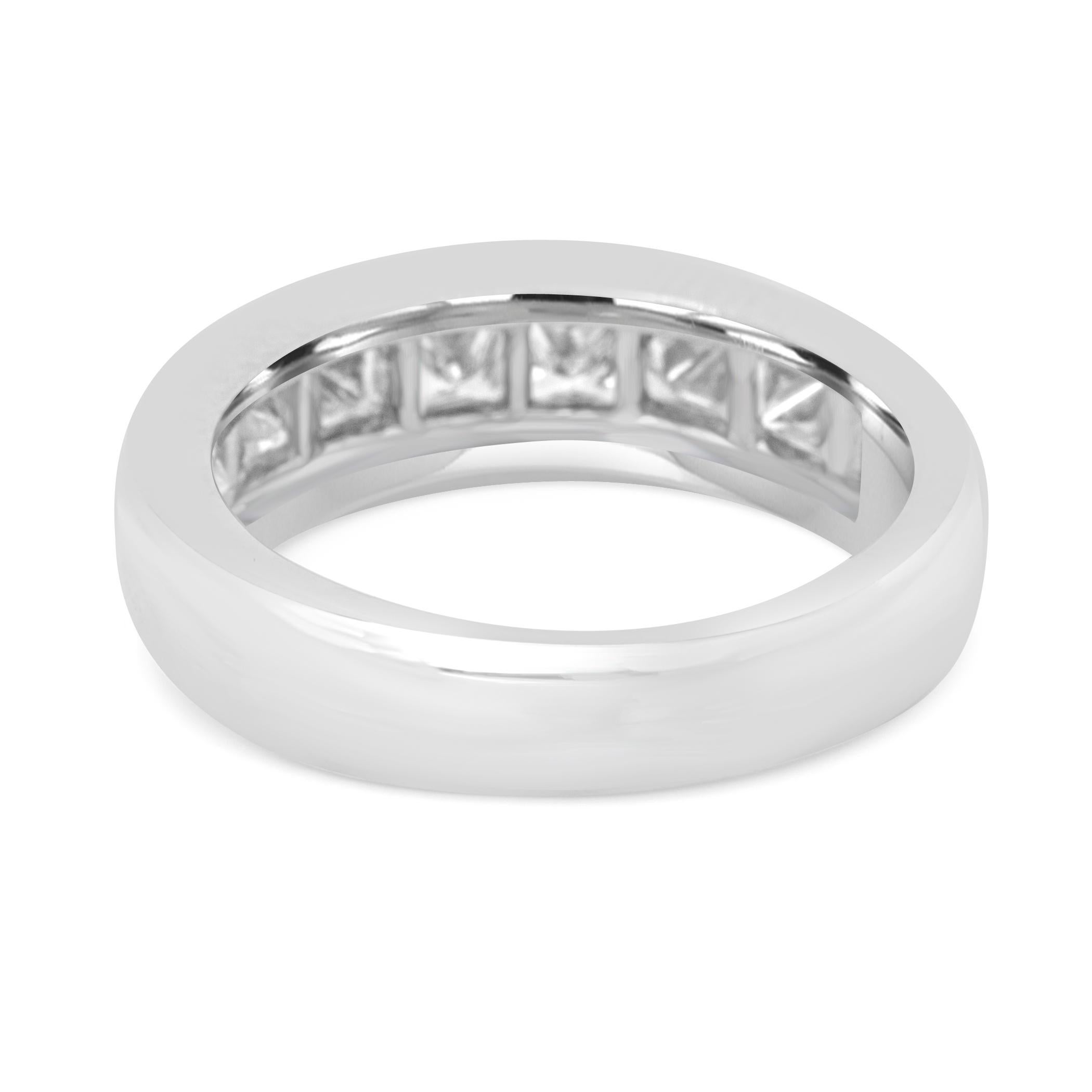 Modern White Diamond Princess Cut Platinum Channel Set Fashion Wedding Band Ring