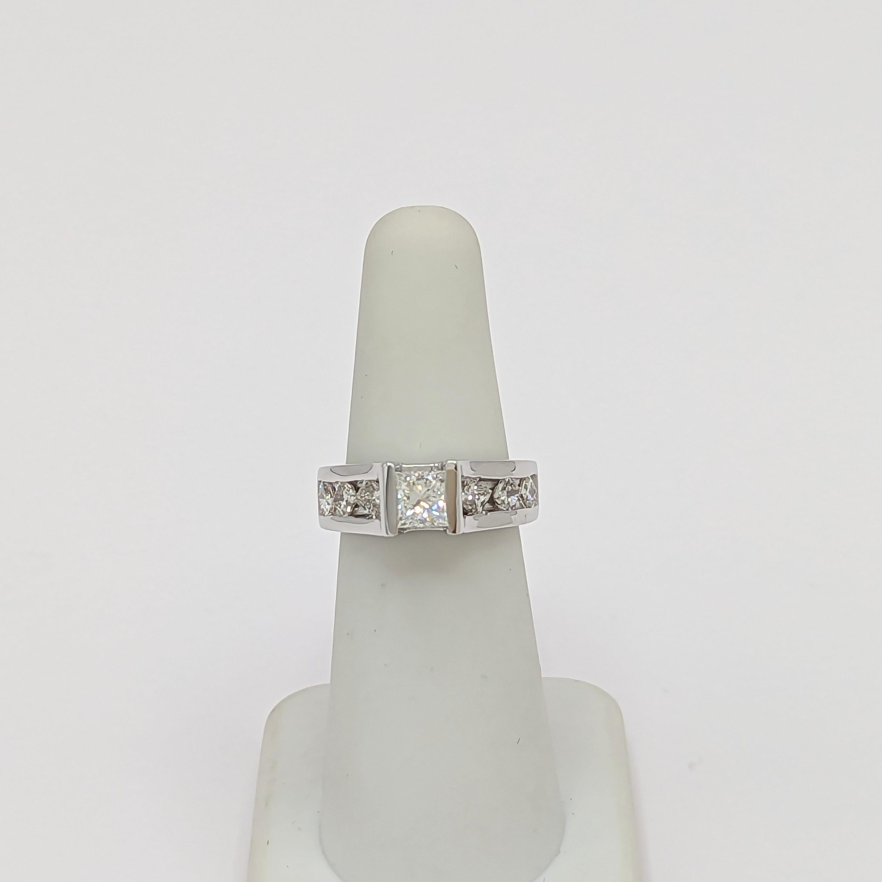 White Diamond Princess Cut Ring in 14K White Gold For Sale 2