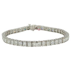 White Diamond Princess Cut Tennis Bracelet in 14K White Gold