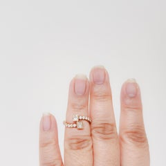 White Diamond Princess Cuts and Rounds Bypass Ring in 18k Rose Gold