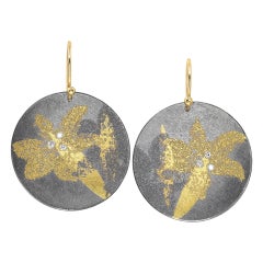 White Diamond Pure Gold Oxidized Silver Petal Earrings, Atelier Zobel 2025