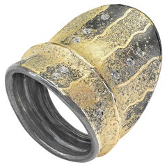 White Diamond Pure Gold Oxidized Silver Shield Ring, Atelier Zobel 2025