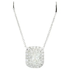 White Diamond Radiant Pendant Necklace in 14k White Gold