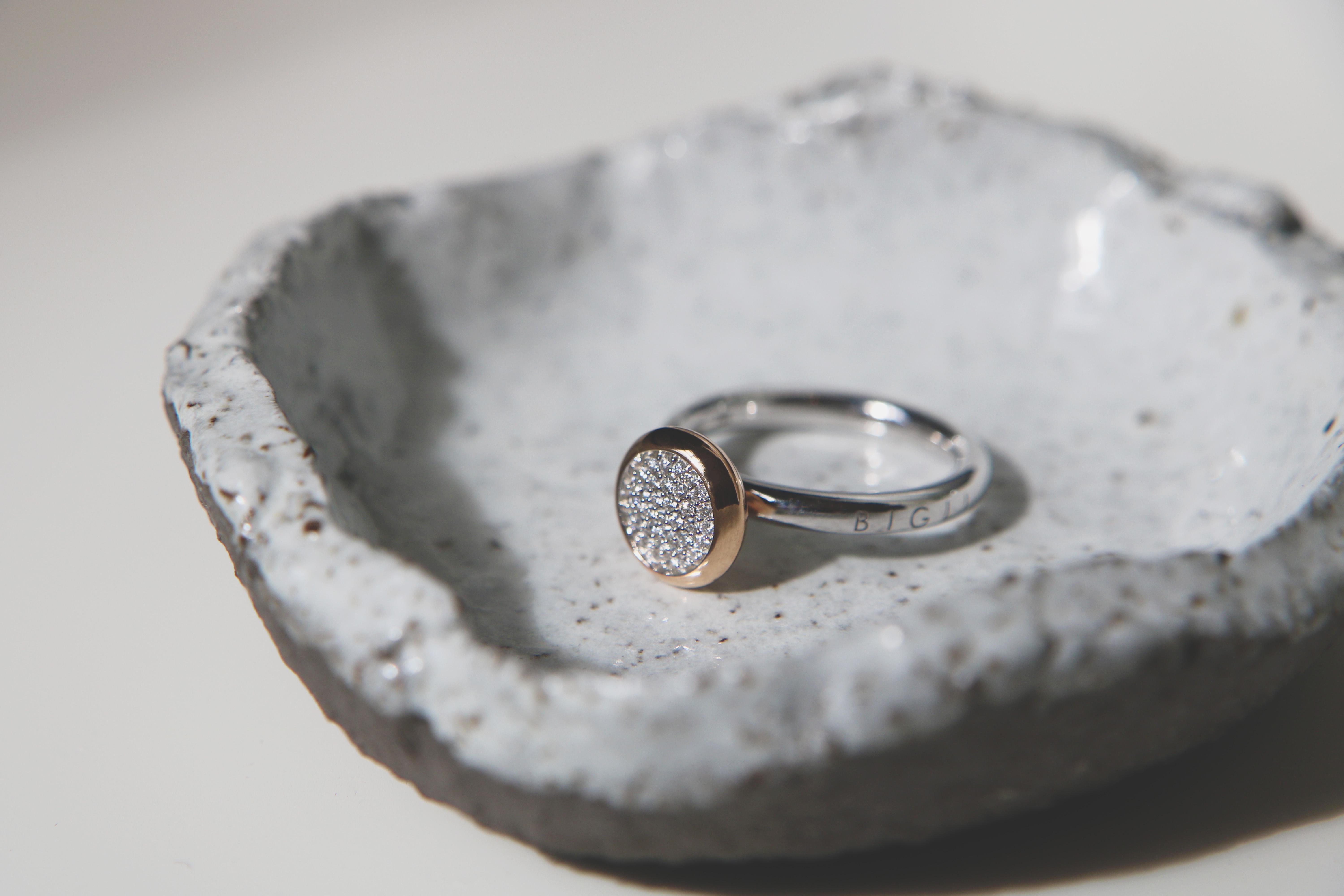 Contemporary White Diamond Ring in 18ct Gold by Bigli For Sale