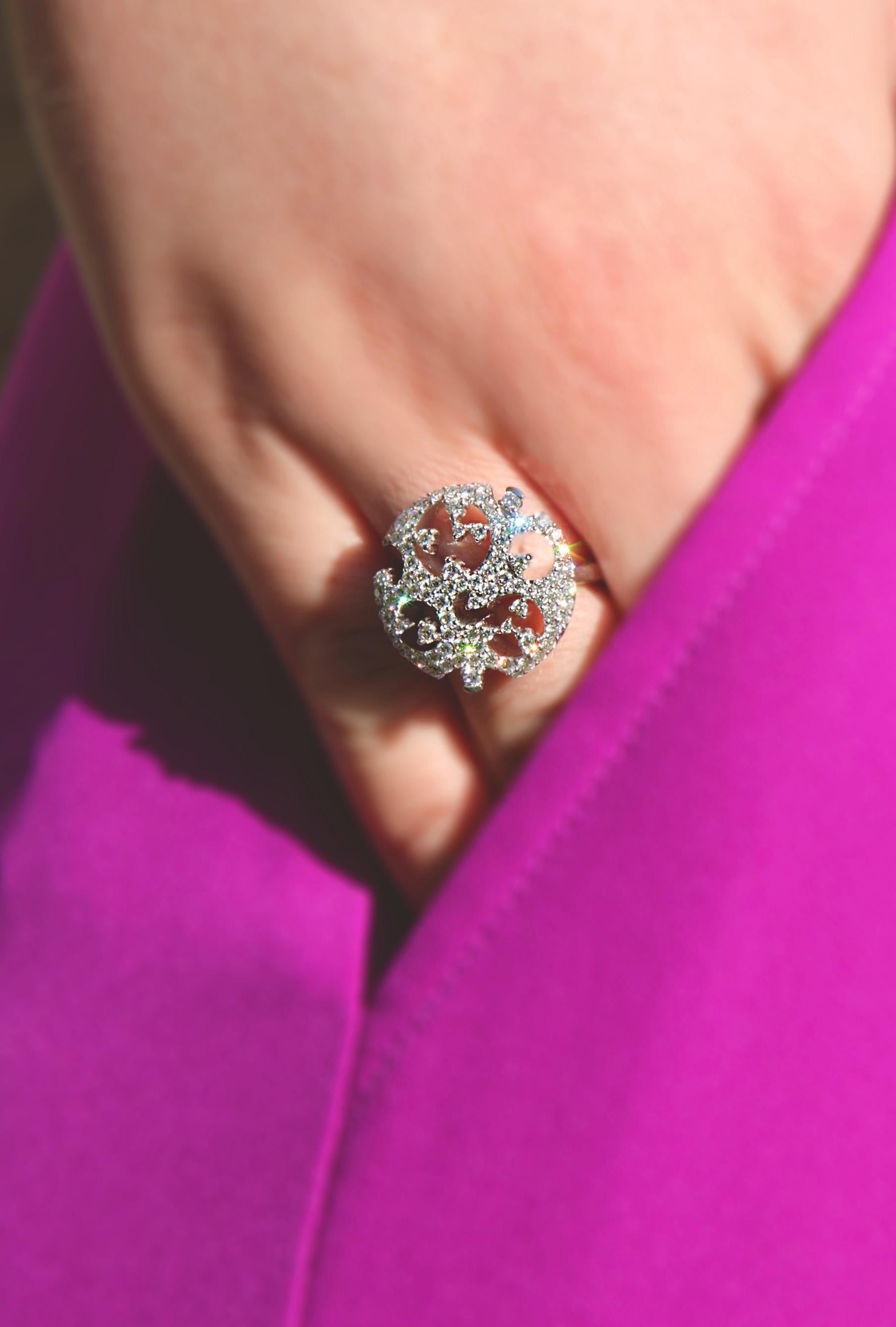 Weißer weißer Diamantring aus 18 Karat Weißgold von Bigli (Brillantschliff) im Angebot