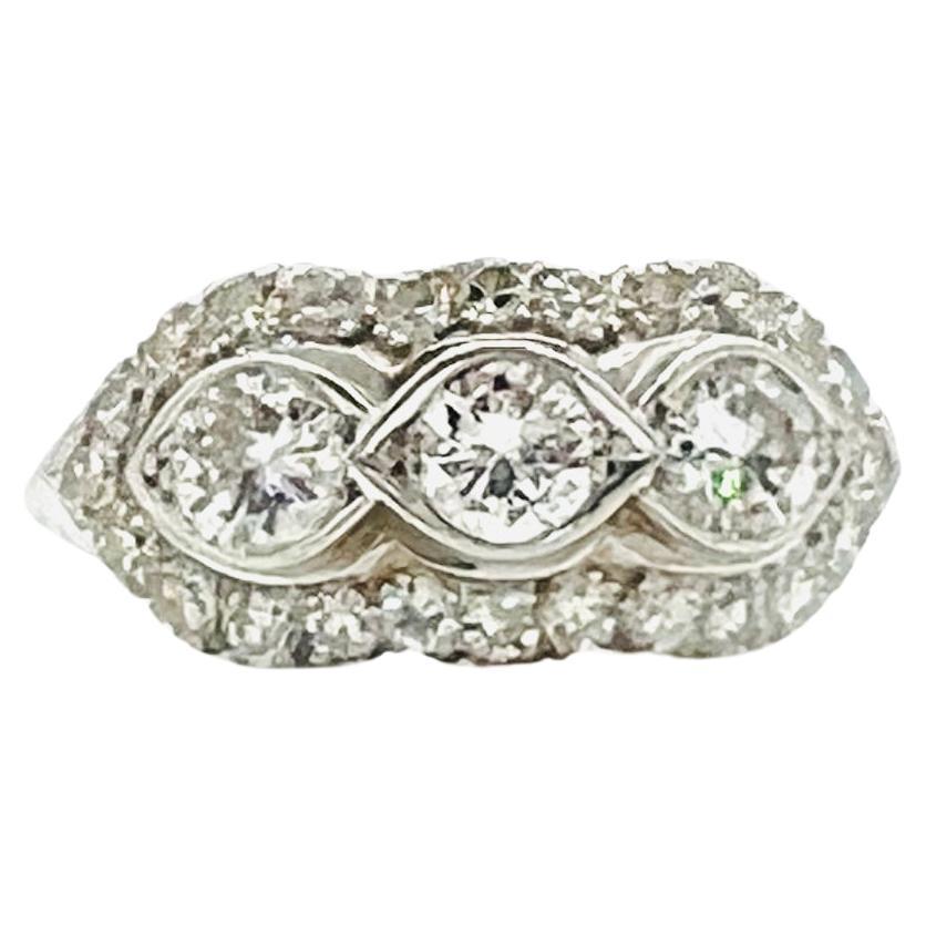 White Diamond Ring in Platinum For Sale