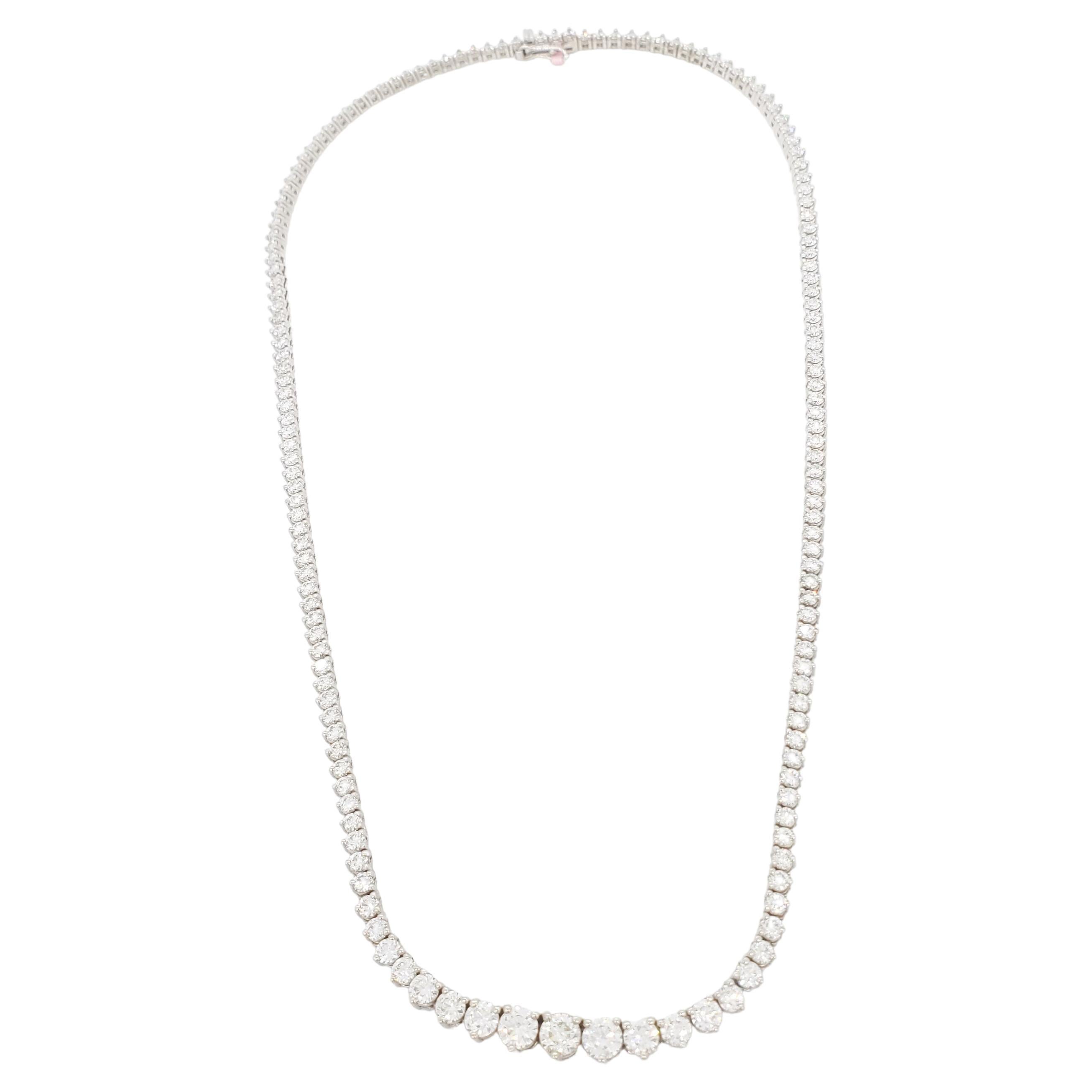 9.73 Carat Graduated Riviera Diamond Necklace in 14 Karat White Gold ...