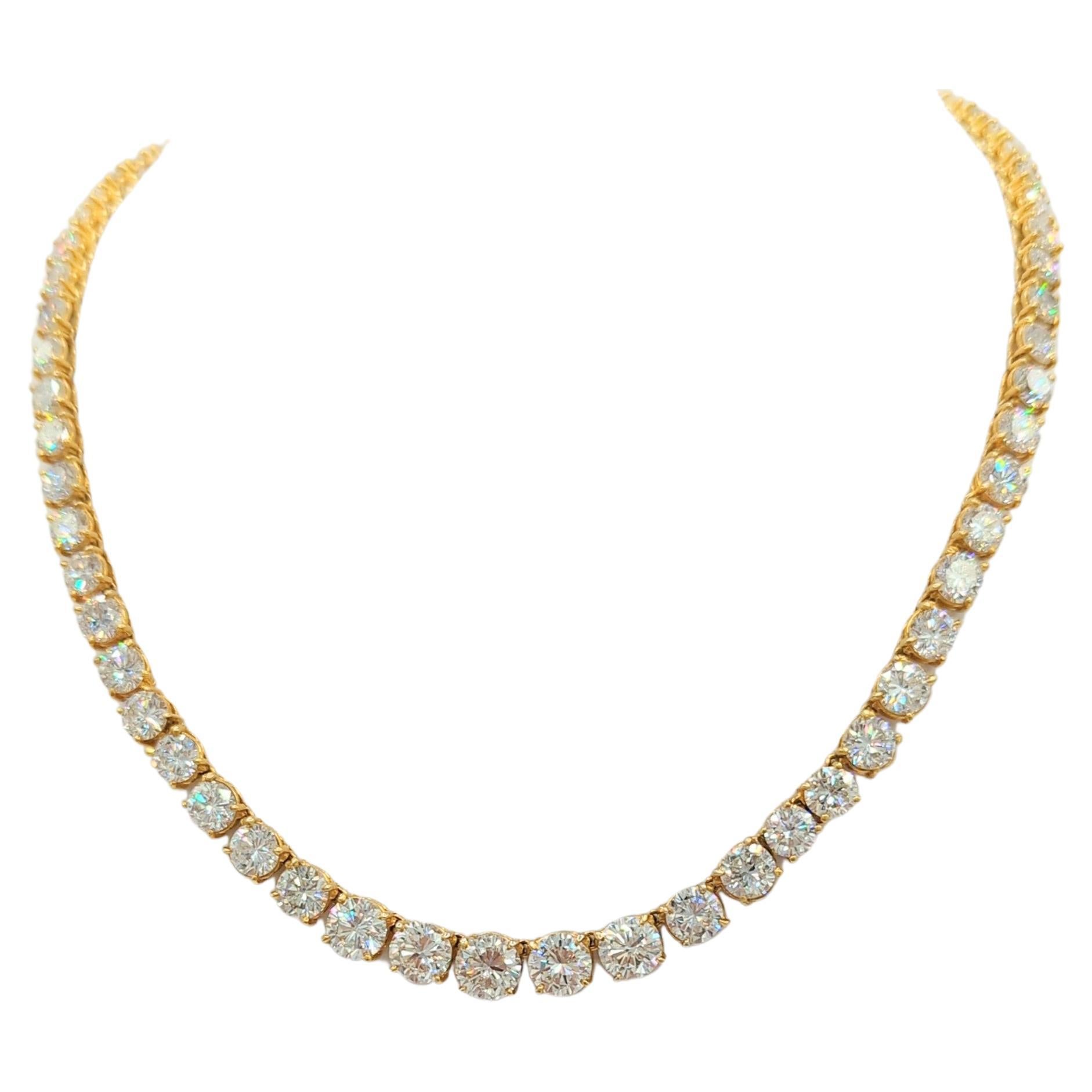 White Diamond Riviera Necklace in 18K Yellow Gold