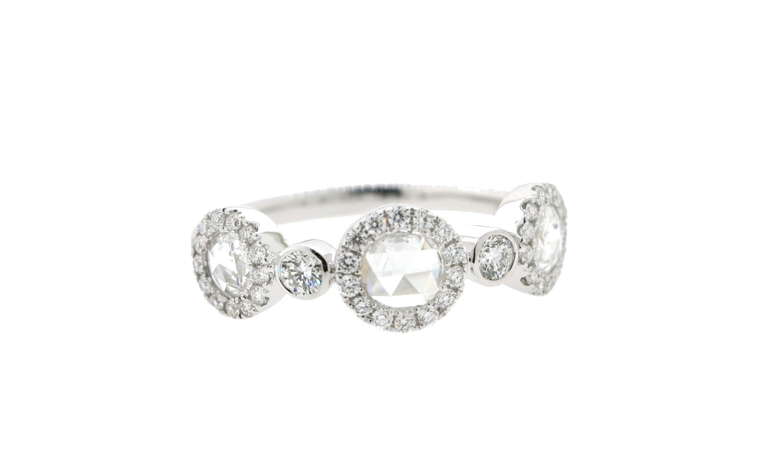 White Diamond Rose Cut 18 Karat Yellow Gold Ring For Sale 2