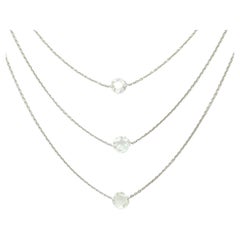 Weißer Diamant im Rosenschliff 3 Lagen Halskette aus 18K Weißgold