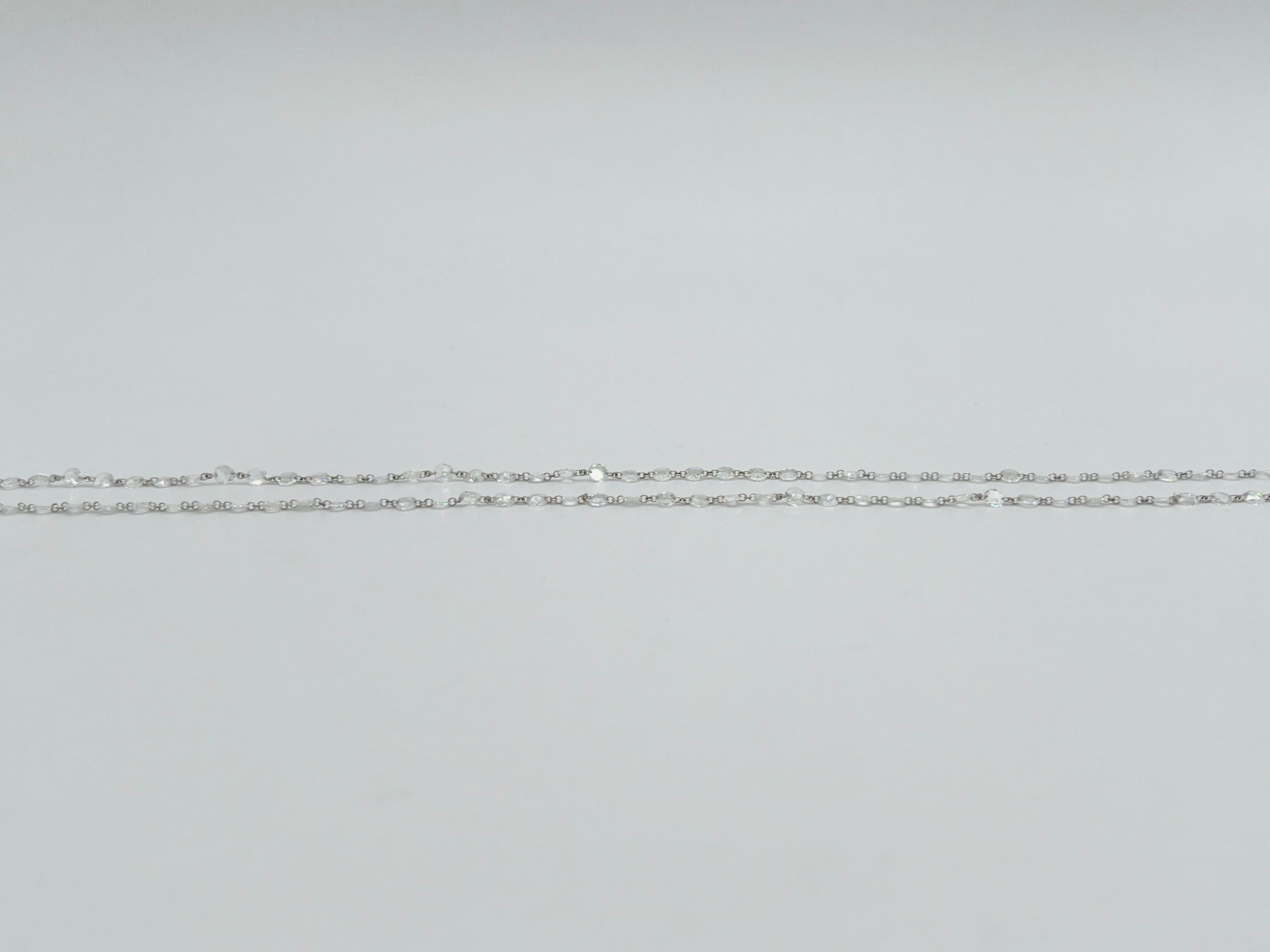Collana a catena con diamanti bianchi taglio rosa in oro bianco 18 carati In condizioni Nuovo in vendita a Los Angeles, CA
