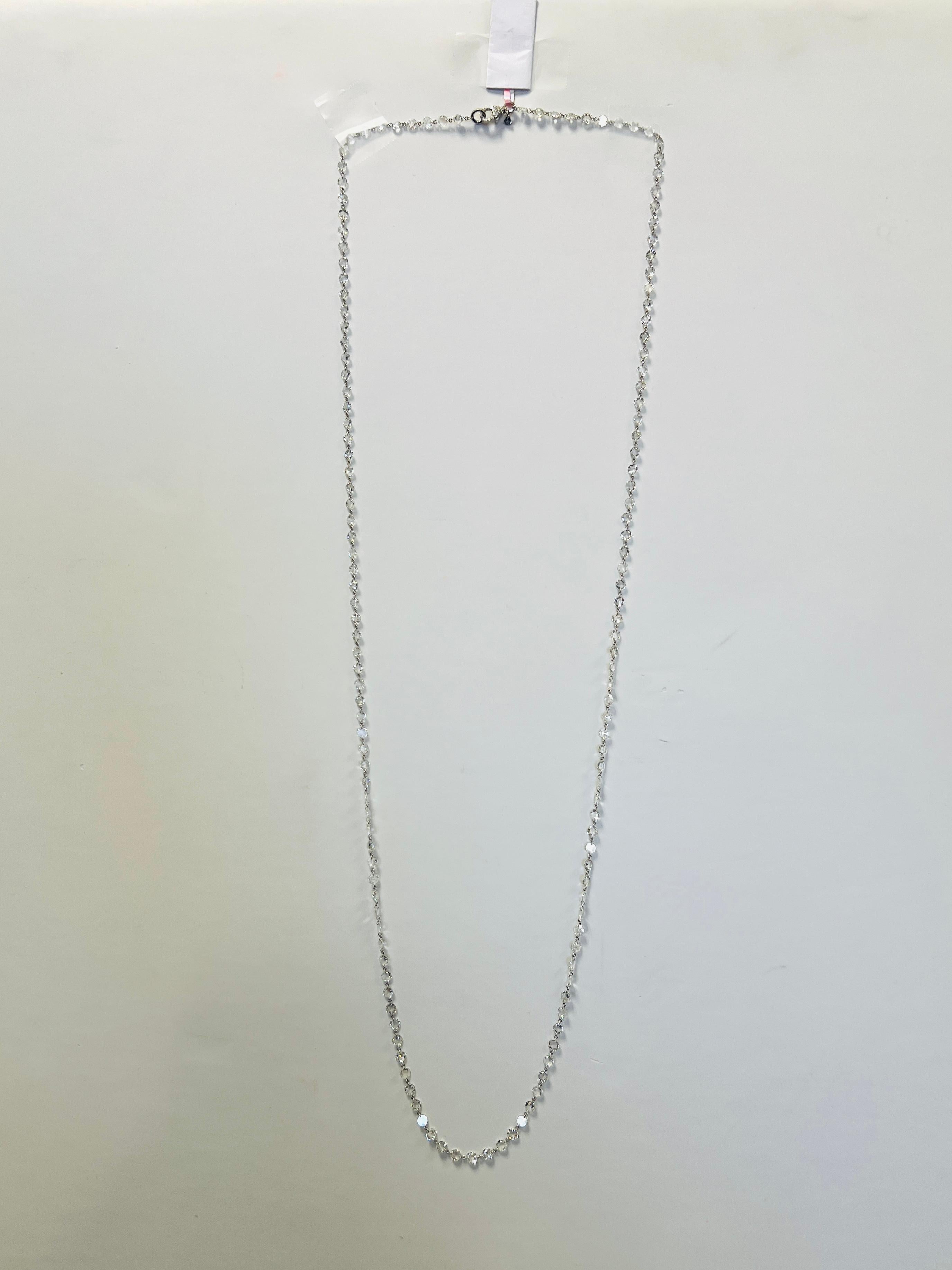da uomo o donna Collana a catena con diamanti bianchi taglio rosa in oro bianco 18 carati in vendita