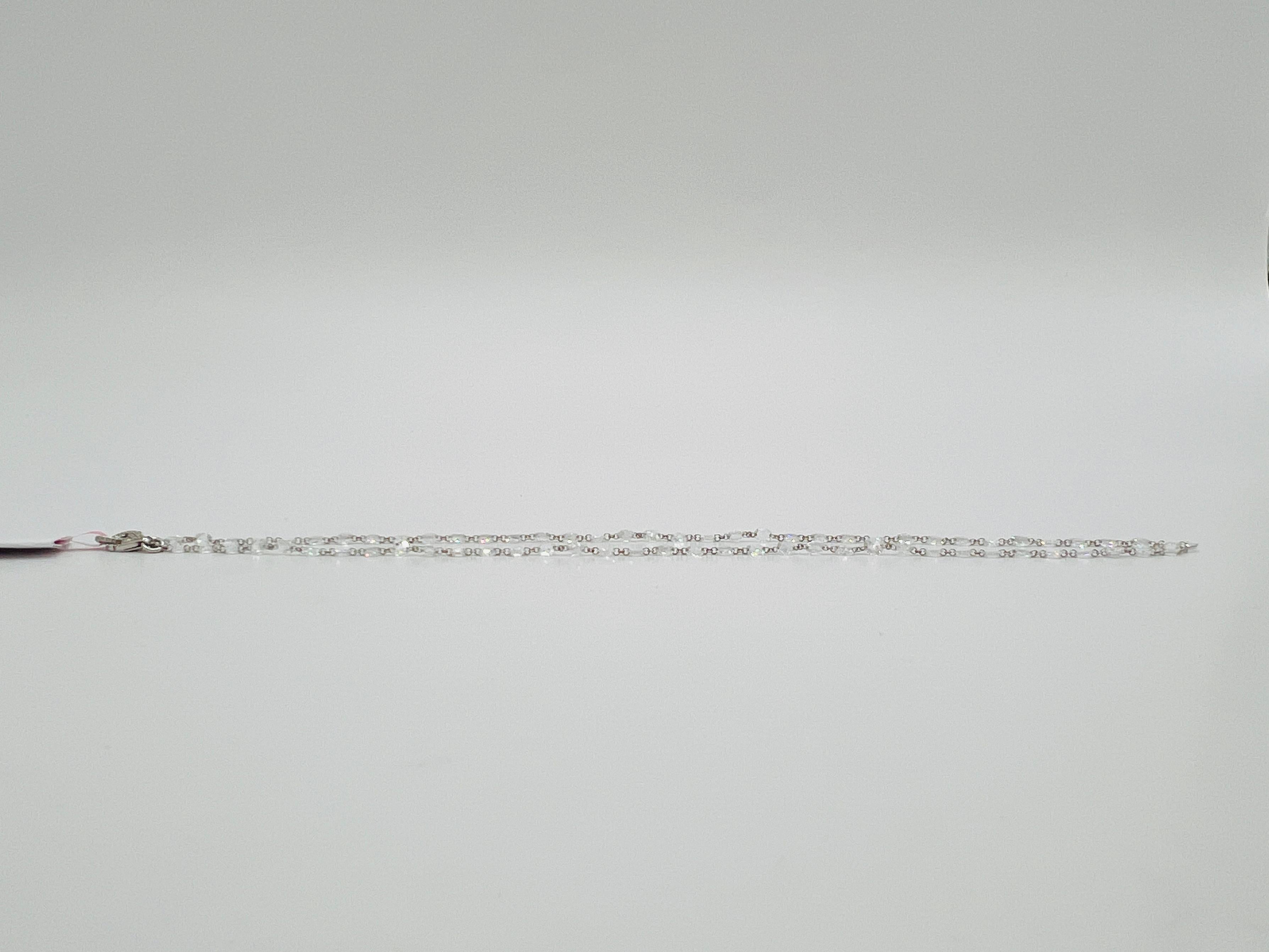 White Diamond Rose Cut Chain Necklace in 18K White Gold 3