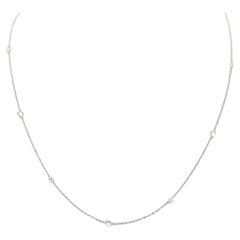 White Diamond Rose Cut Chain Necklace in 18K White Gold