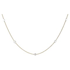 White Diamond Rose Cut Chain Necklace in 18K Yellow Gold