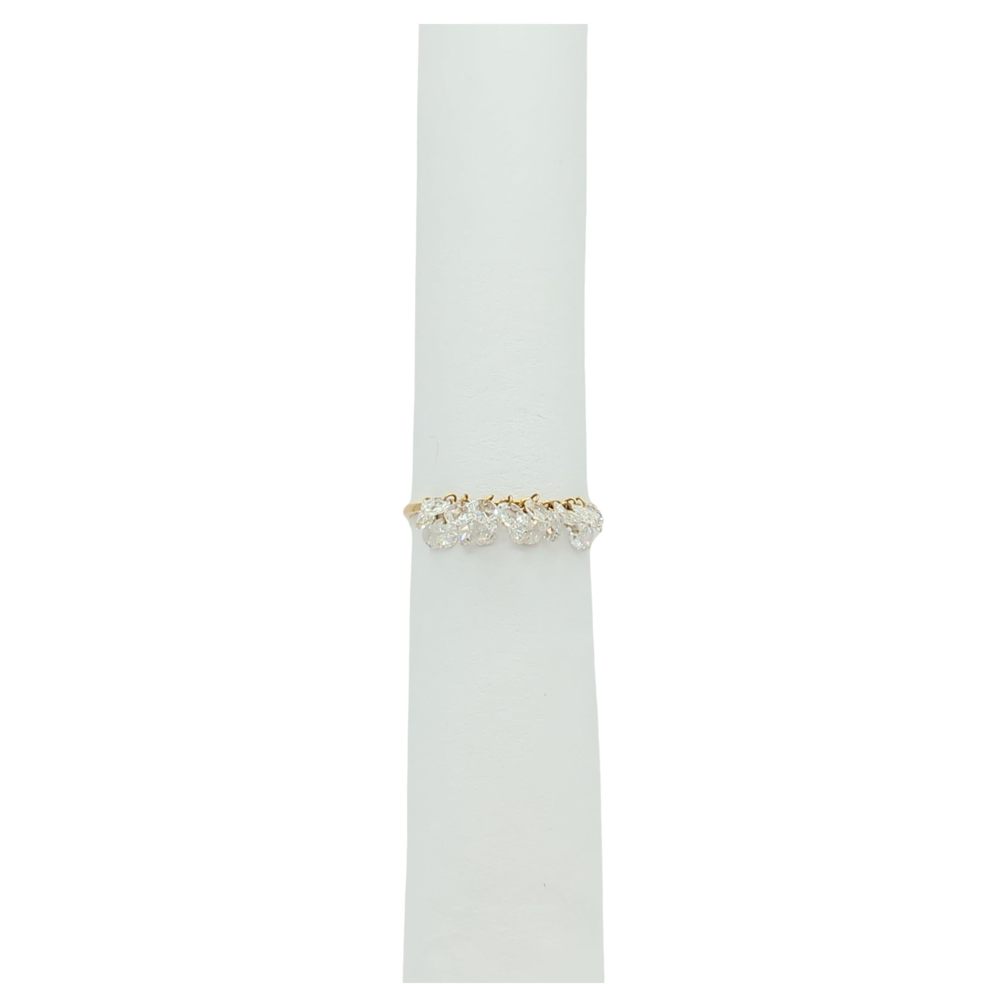 White Diamond Rose Cut "Fringe" Ring in 18K Yellow Gold