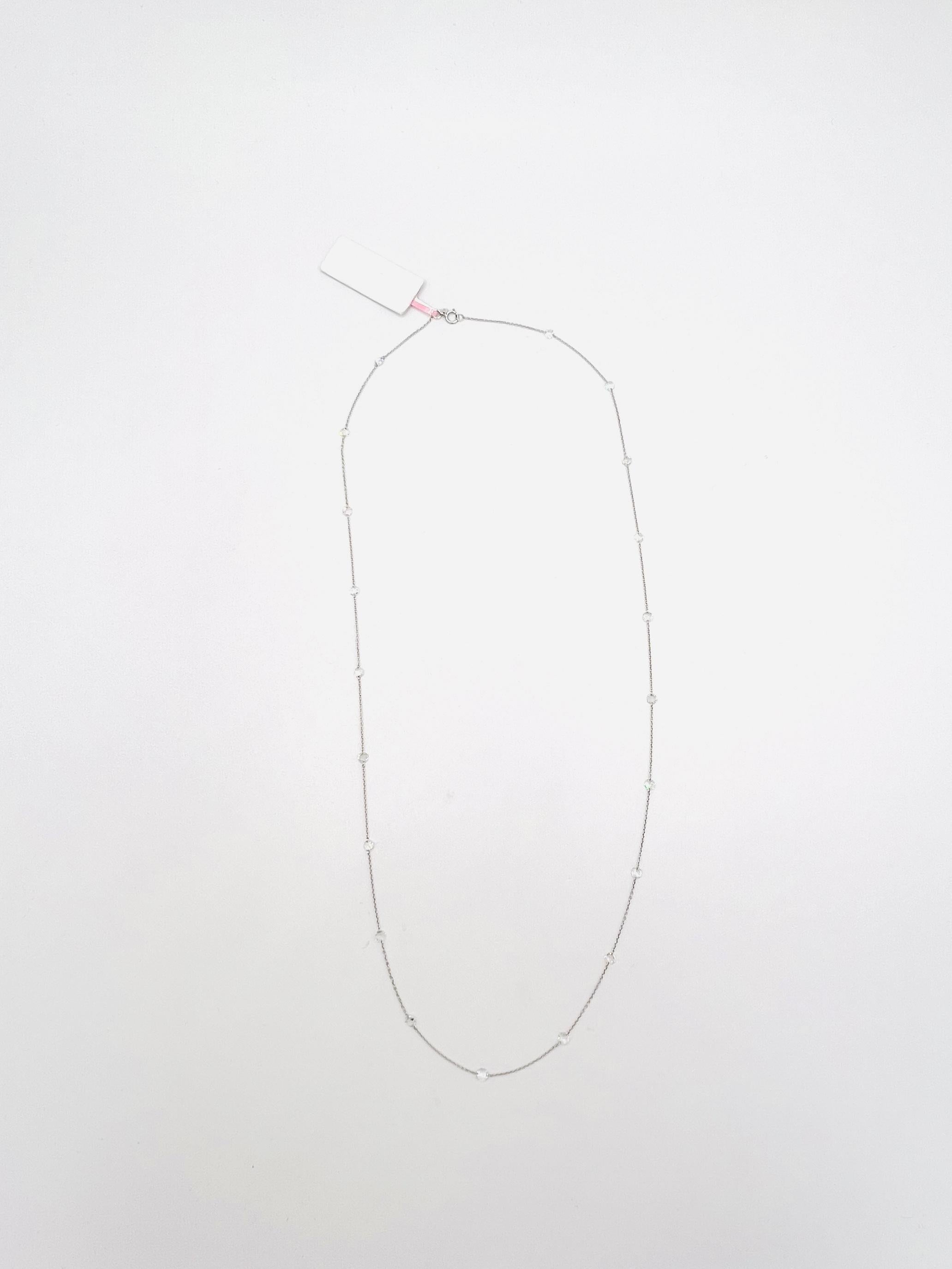 White Diamond Rose Cut Necklace in 18K White Gold 1