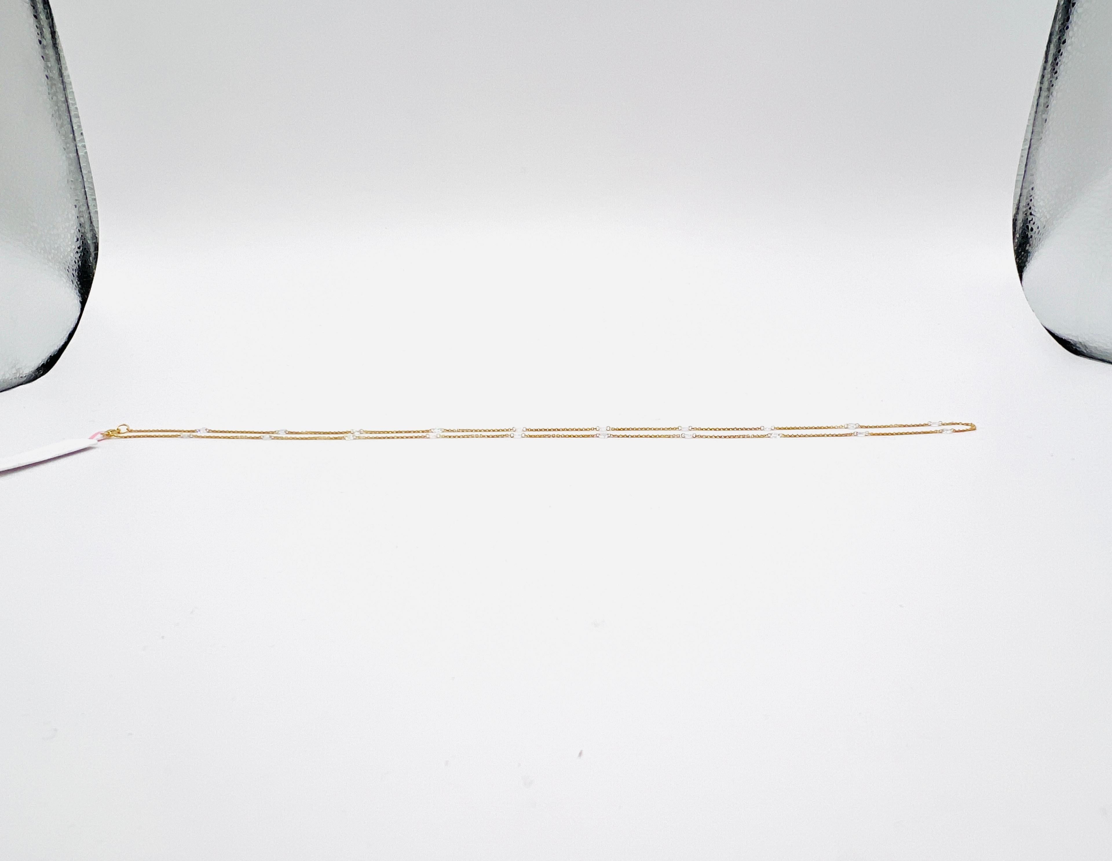 White Diamond Rose Cut Necklace in 18K Yellow Gold 2