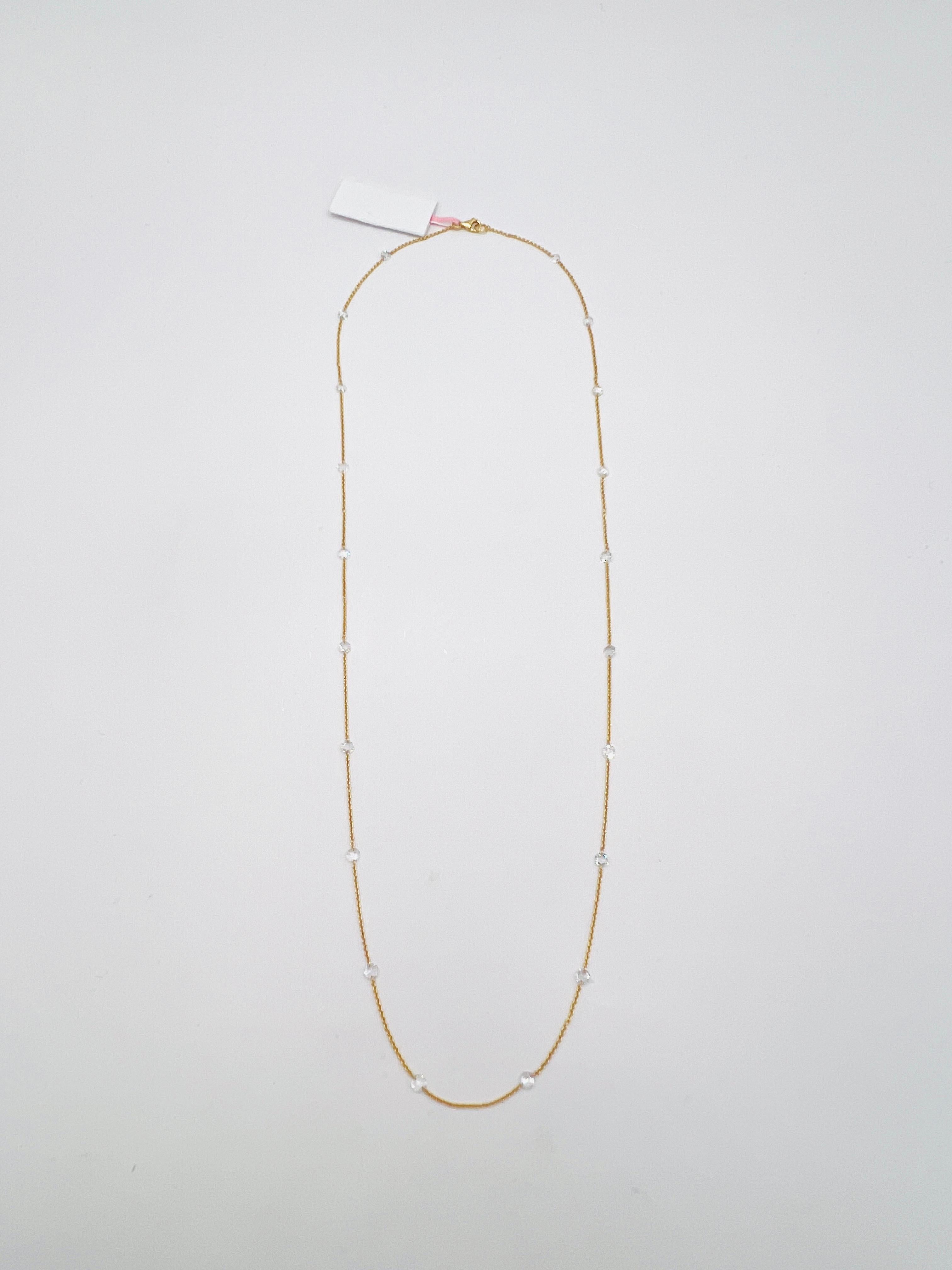 White Diamond Rose Cut Necklace in 18K Yellow Gold 3