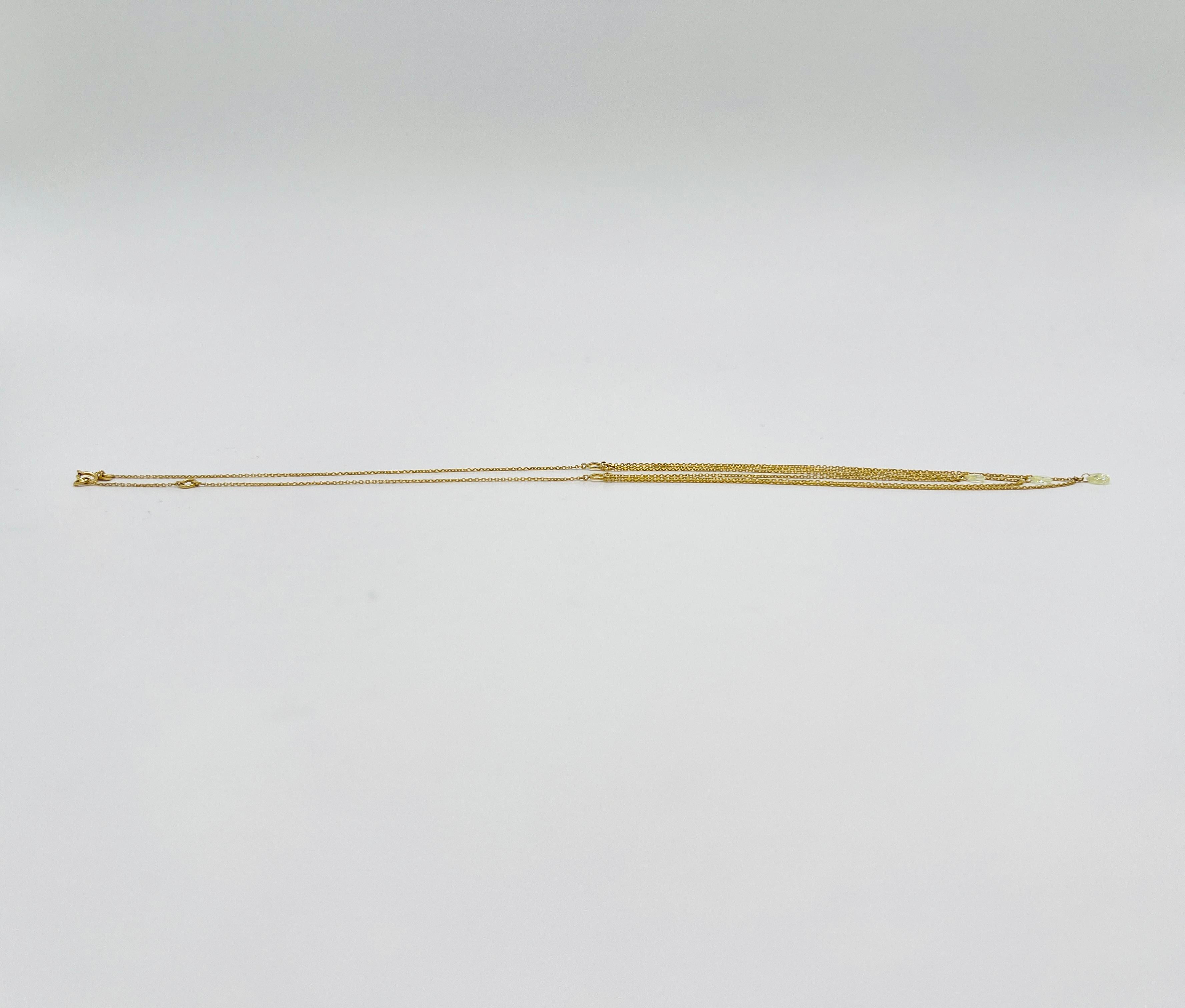 Collier à 3 couches en or jaune 18 carats avec diamants blancs taille poire rose en vente 2
